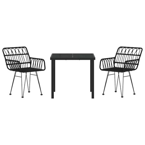 Tuin eettafelset 3 pcs Zwart Gepoedercoat staal 7