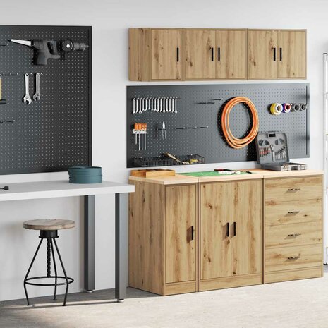 Garagekasten 2 st bewerkt hout ambachtelijk eikenhout 1