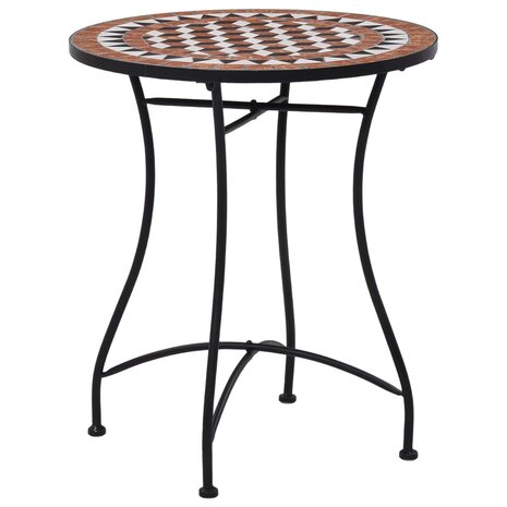 Bistrotafel moza&iuml;ek 60 cm keramiek bruin 1