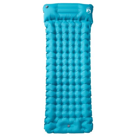 Kampeermatras met kussen zelfopblazend 1-persoons blauw 2