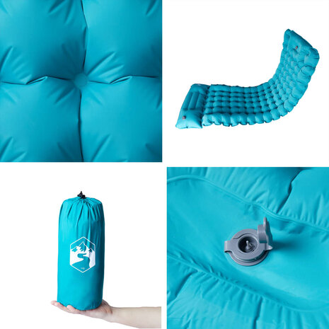 Kampeermatras met kussen zelfopblazend 1-persoons blauw 5