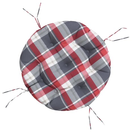 Zitkussen rond ruitpatroon &Oslash; 60x11 cm oxford stof rood 2