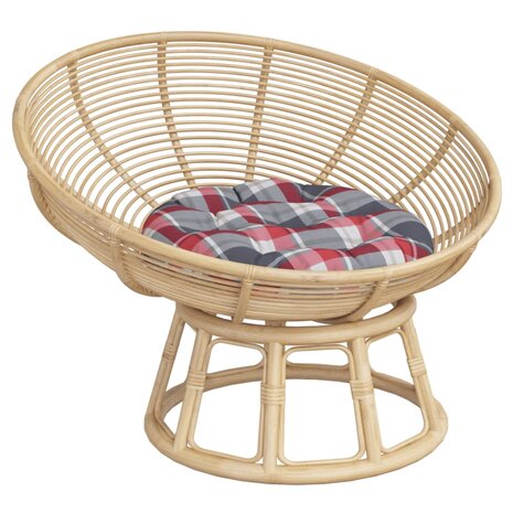 Zitkussen rond ruitpatroon &Oslash; 60x11 cm oxford stof rood 3
