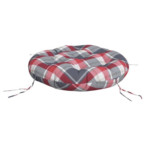 Zitkussen rond ruitpatroon &Oslash; 60x11 cm oxford stof rood 4