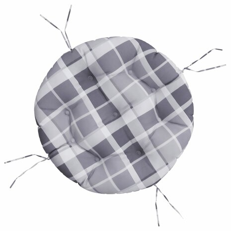 Zitkussen rond ruitpatroon &Oslash; 60x11 cm oxford stof grijs 2