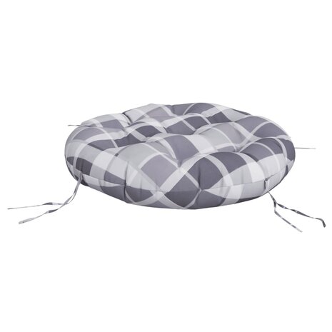 Zitkussen rond ruitpatroon &Oslash; 60x11 cm oxford stof grijs 4