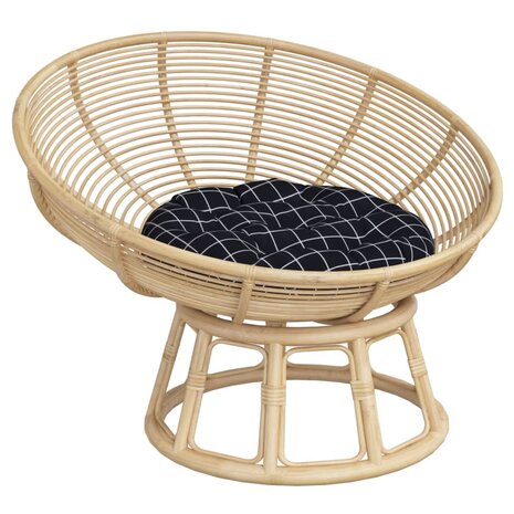 Zitkussen rond ruitpatroon &Oslash; 60x11 cm oxford stof zwart 3
