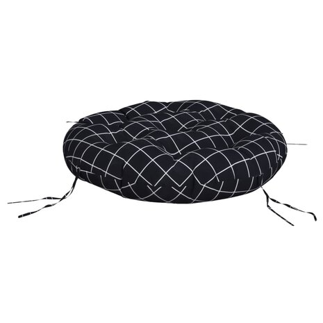 Zitkussen rond ruitpatroon &Oslash; 60x11 cm oxford stof zwart 4