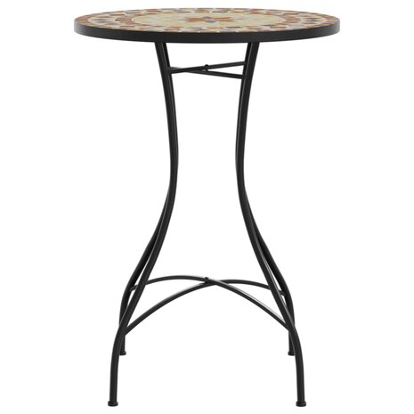 Bistrotafel moza&iuml;ek &Oslash;50x70 cm keramiek terracottakleurig en wit 5