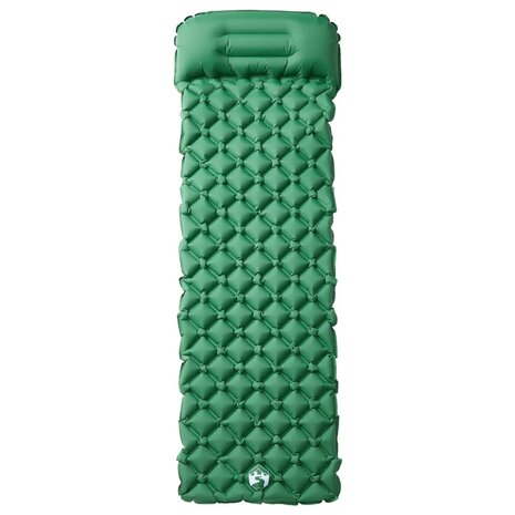 Kampeermatras met kussen opblaasbaar 1-persoons groen 2
