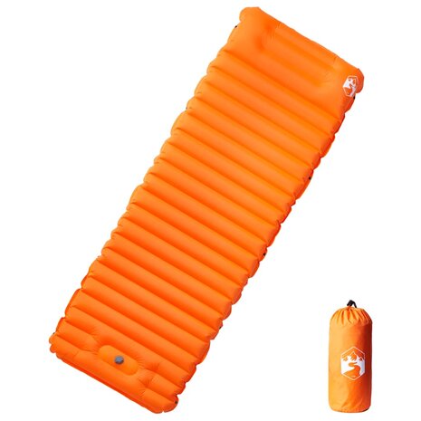 Kampeermatras met kussen zelfopblazend 1-persoons oranje 1