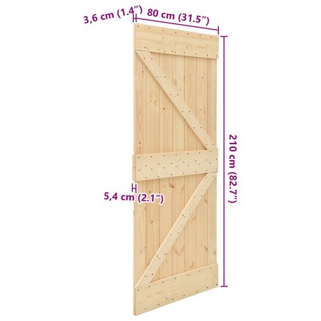 Deur NARVIK Naturel 80 x 210 cm Massief Grenenhout 10