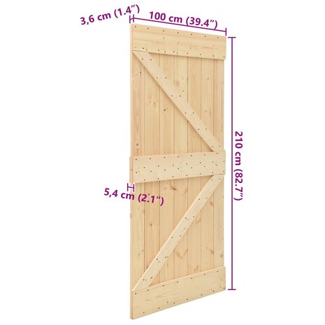 Deur NARVIK Naturel 100 x 210 cm Massief Grenenhout 10