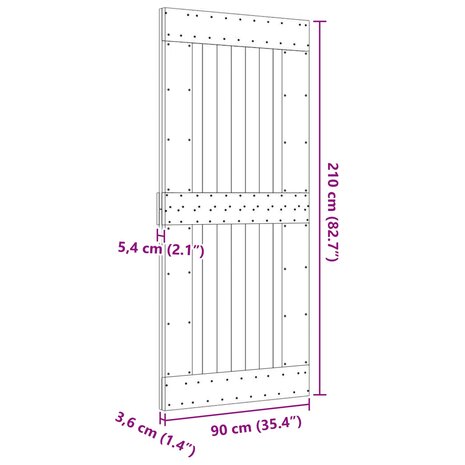 Deur NARVIK Naturel 90 x 210 cm Massief Grenenhout 9