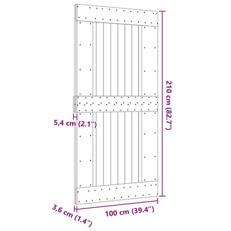 Deur NARVIK Naturel 100 x 210 cm Massief Grenenhout 9