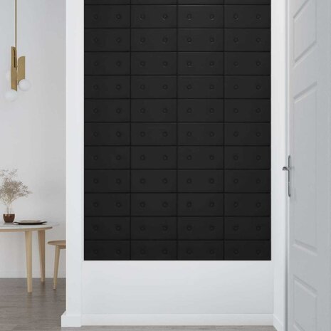 Wandhoofdbord 12 pcs Zwart 30 x 15 cm Nep Leer 3