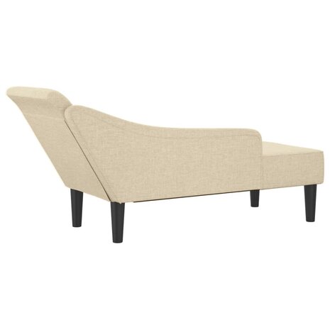 Chaise longue met kussens stof cr&egrave;mekleurig 5
