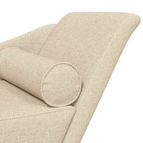 Chaise longue met kussens stof cr&egrave;mekleurig 6