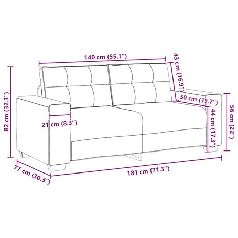 Loveseat Bank Wijnrood 180x77x82 cm Stof 9