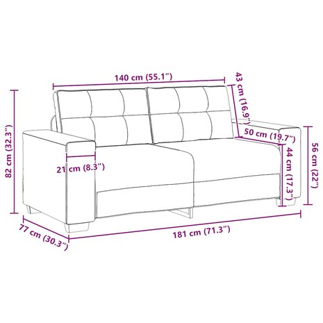 Loveseat Bank Bruin 180x77x82 cm Stof 9