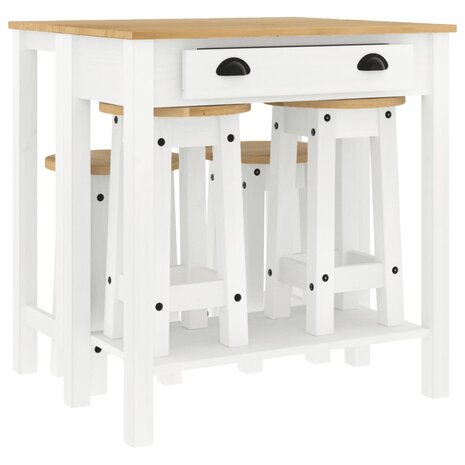 5-delige Barset massief grenenhout wit 2