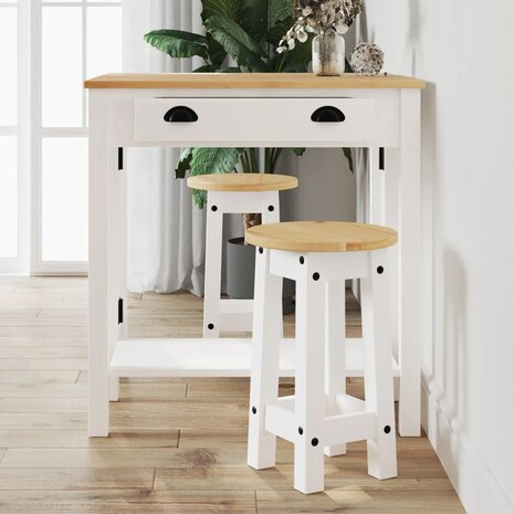 3-delige Barset massief grenenhout wit 1