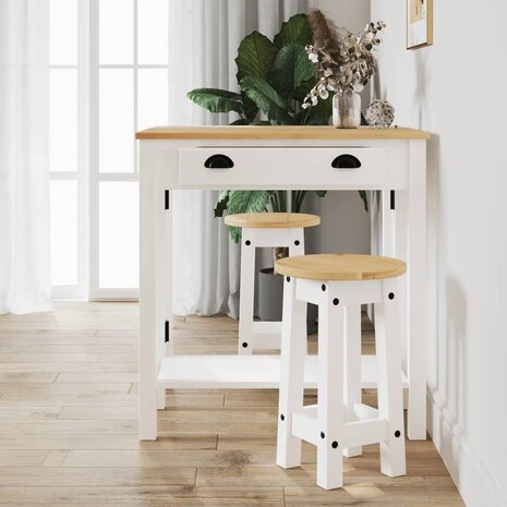 3-delige Barset massief grenenhout wit 3