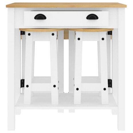 3-delige Barset massief grenenhout wit 4