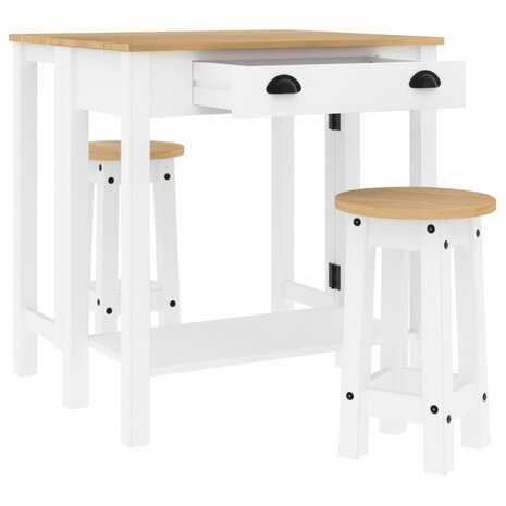 3-delige Barset massief grenenhout wit 5