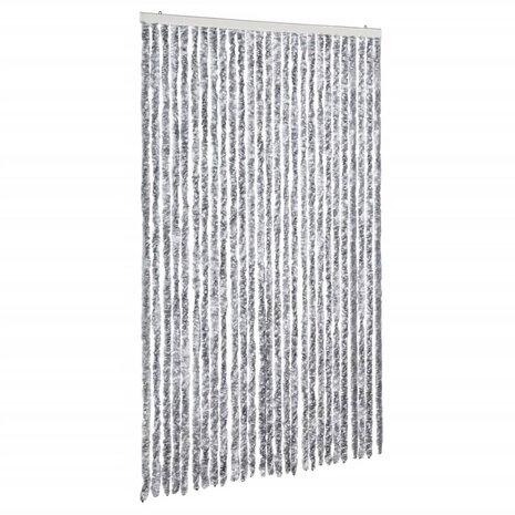 Vliegengordijn 118x220 cm chenille wit en grijs 2