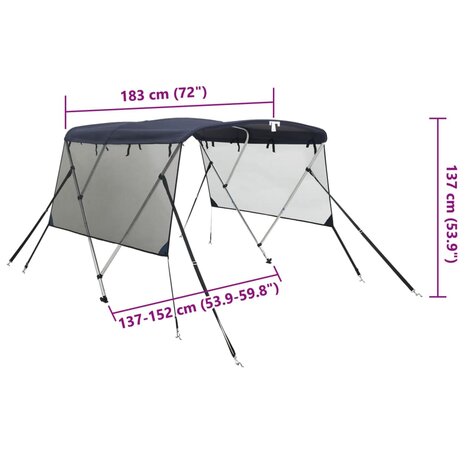 Biminitop 3 bogen met mesh zijwanden 183x(137-152)x137 cm 12
