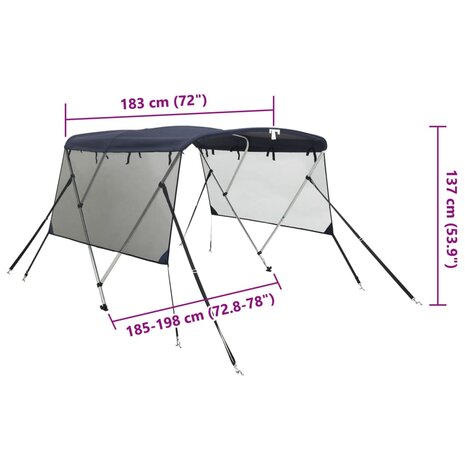 Biminitop 3 bogen met mesh zijwanden 183x(185-198)x137 cm 12