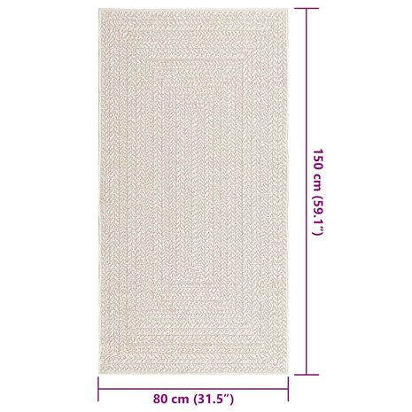 Vloerkleed ZIZUR room binnen en buiten 80x150 cm jute look 9