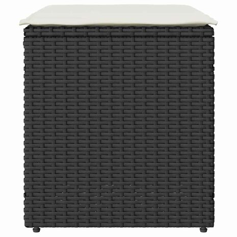 Tuinkrukken met kussens 2 st 40x40x43 cm poly rattan zwart 4