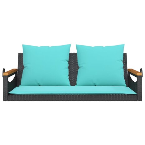Schommelbank met kussens 109x62x40 cm poly rattan zwart 4