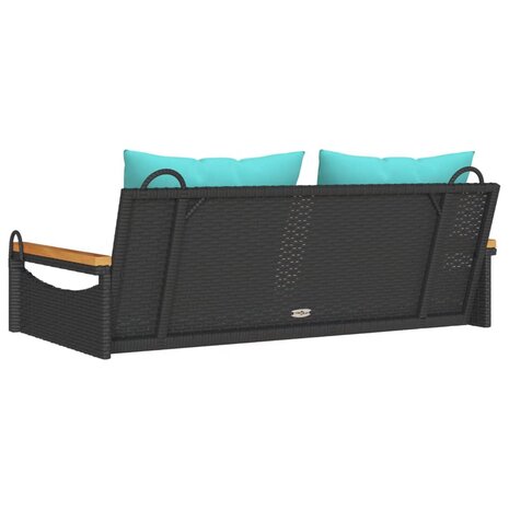 Schommelbank met kussens 109x62x40 cm poly rattan zwart 6