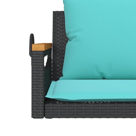 Schommelbank met kussens 109x62x40 cm poly rattan zwart 8