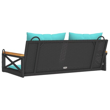Schommelbank met kussens 109x62x40 cm poly rattan zwart 6