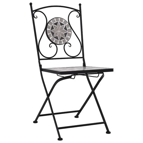Bistrostoelen moza&iuml;ek 2 st grijs 2