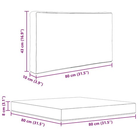 Buiten bankkussen 2 pcs Grijs Polyester 12