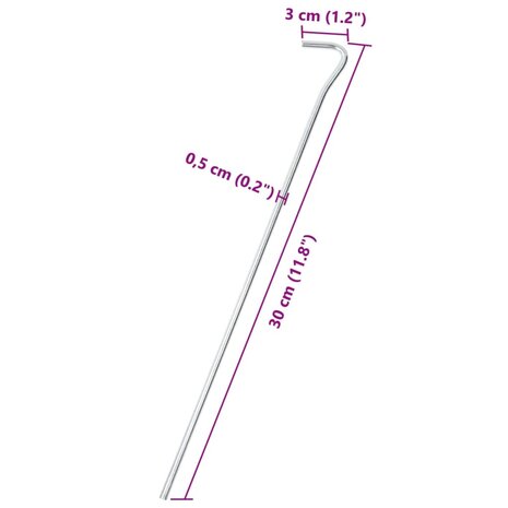 Tentharingen 25 st &Oslash;5 mm 30 cm gegalvaniseerd staal 5