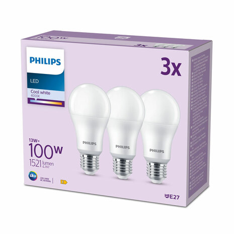 Ledlamp Philips A67 Wit E 100 W E27 3 Stuks (4000 K) 4