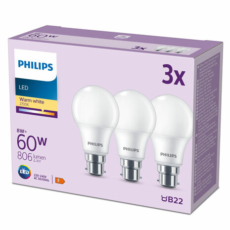 Ledlamp Philips 60 W Mat Warm wit F 8 W 60 W B22 3 Stuks (2700 K) 4