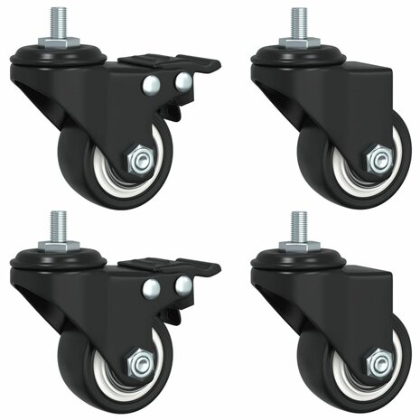 Zwenkwielen 4 stuks 35 mm ijzer zwart 2