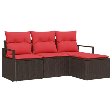 Bankstel 4 pcs Bruin poly rattan 2