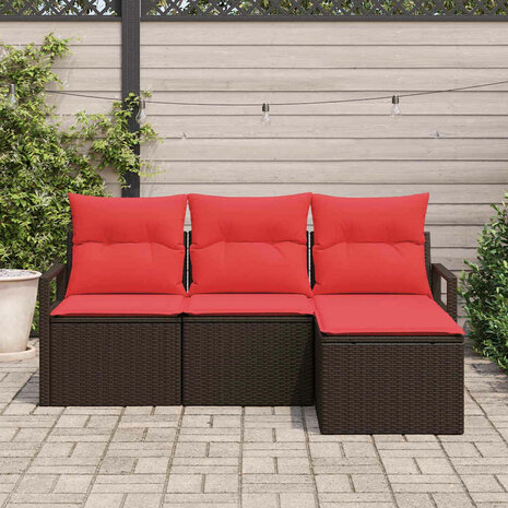 Bankstel 4 pcs Bruin poly rattan 3