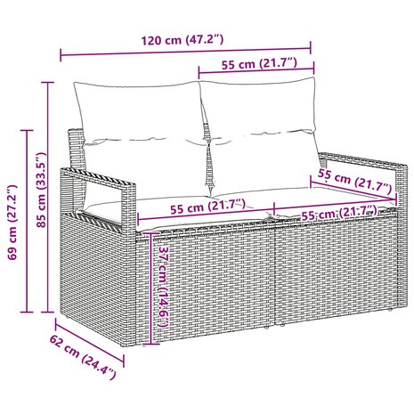 Bankstel 4 pcs Grijs poly rattan 9