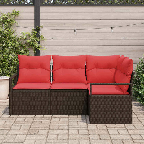 Bankstel 4 pcs Bruin poly rattan 3