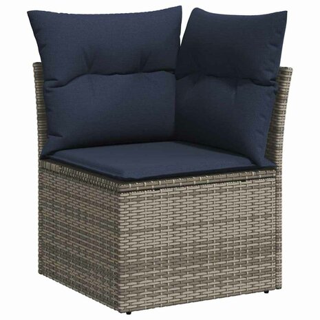 Bankstel met kussen 4 pcs Grijs poly rattan 3