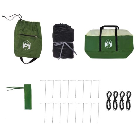Camping Tent Set met dak met opslag 2 pcs Groen Taffeta en Stof 12